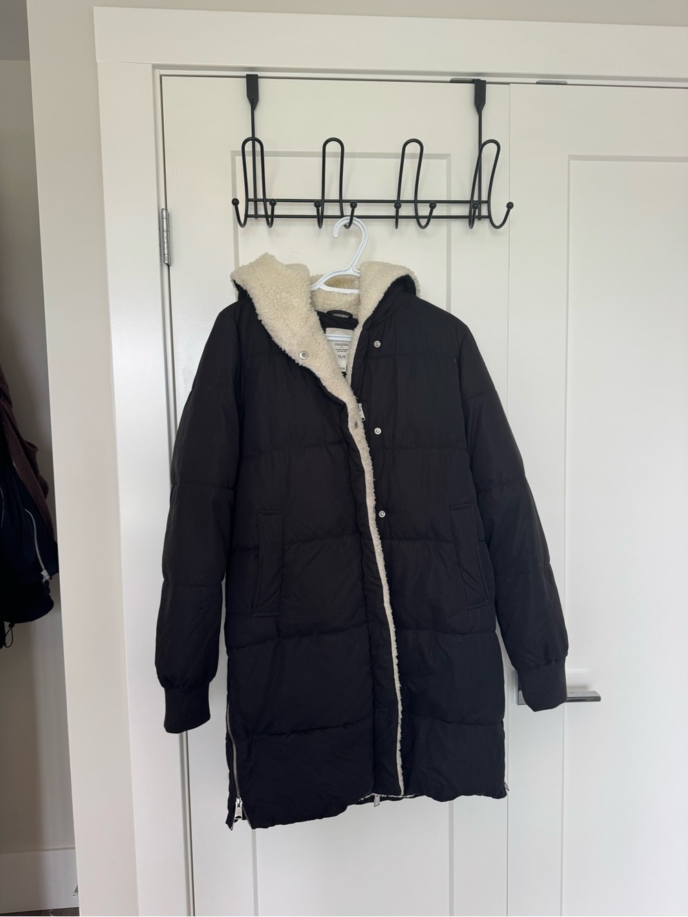 Garage Black Jacket with Cream Sherpa Trim